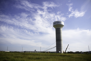 Emporia's New Water Tower after the Tank raising